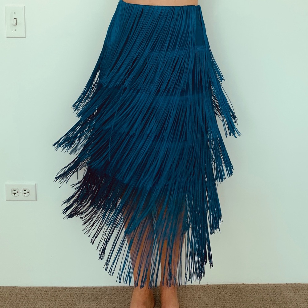Blue skirt with fringes